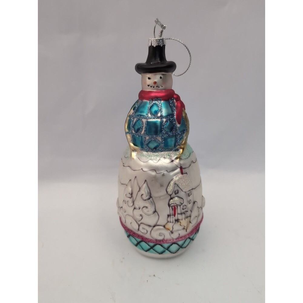 Jim Shore Dashaway Blown Glass Snowman Christmas Tree Ornament
